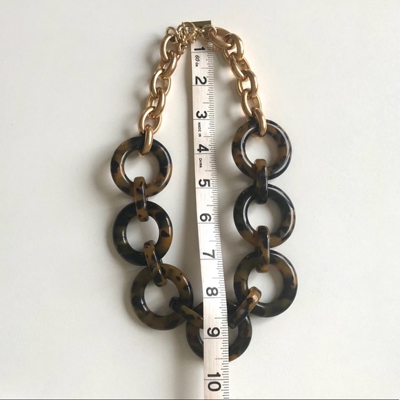 J. Crew Tortoise Shell & Gold Link Necklace - Picture 2 of 4